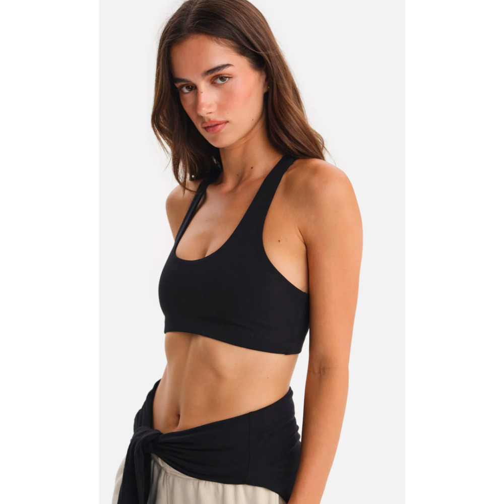 MATE the Label Organic Stretch Sports Bra Black S NWOT